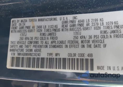 2024 Mazda Cx-50 2.5 S Preferred из США, поврежденный, VIN 7MMVABBM9RN239240